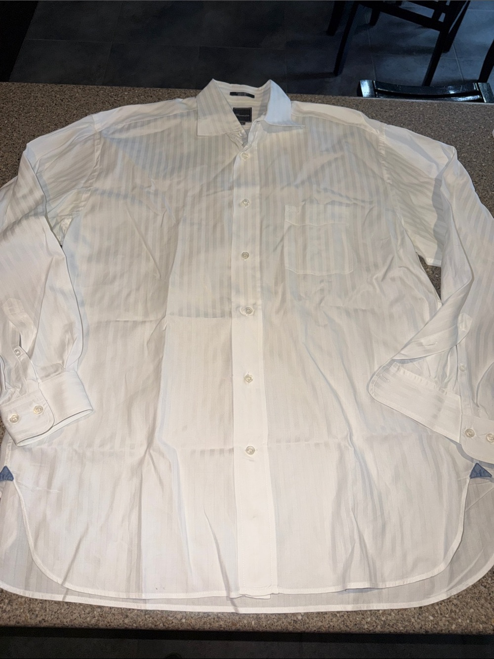 Faconnable Men's White Striped Dress Shirt